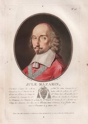 Jules Mazarin Cardinal Kardinal Diplomat Portrait mezzotint Schabkunst 1790