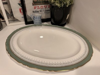 Royal Worcester Regency Green Large Oval Serving Platter England Bone China EUC