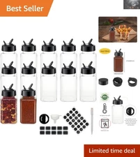Multifunctional 12 Pack Clear Spice Jars with Chalk Labels and Accessories