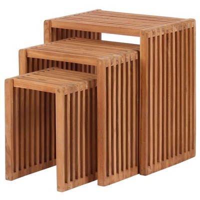 deVries Beistelltisch 3er-Set ''WOODIE'' aus Teakholz Massivholz Tische 