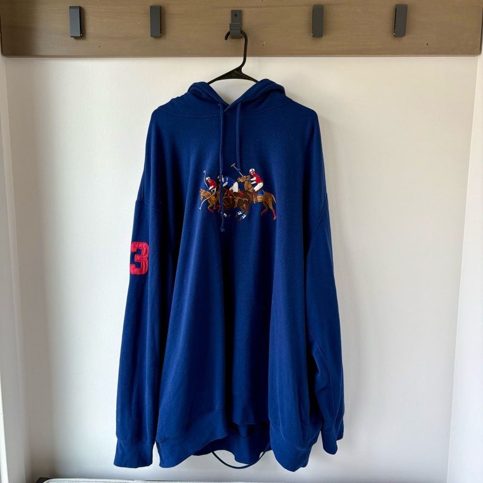 Polo Ralph Lauren Triple Pony Fleece Navy Felpa con Cappuccio Uomo 4XL Misto Cotone Poliestere