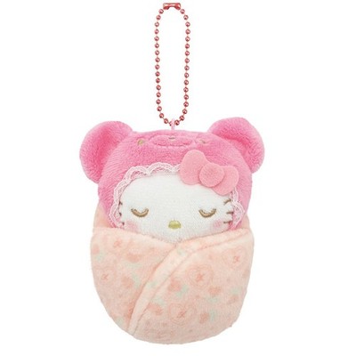 Sanrio Hello Kitty Latte Kuma Swaddle Mascot Keychain Plush Doll Charm Soft Toy