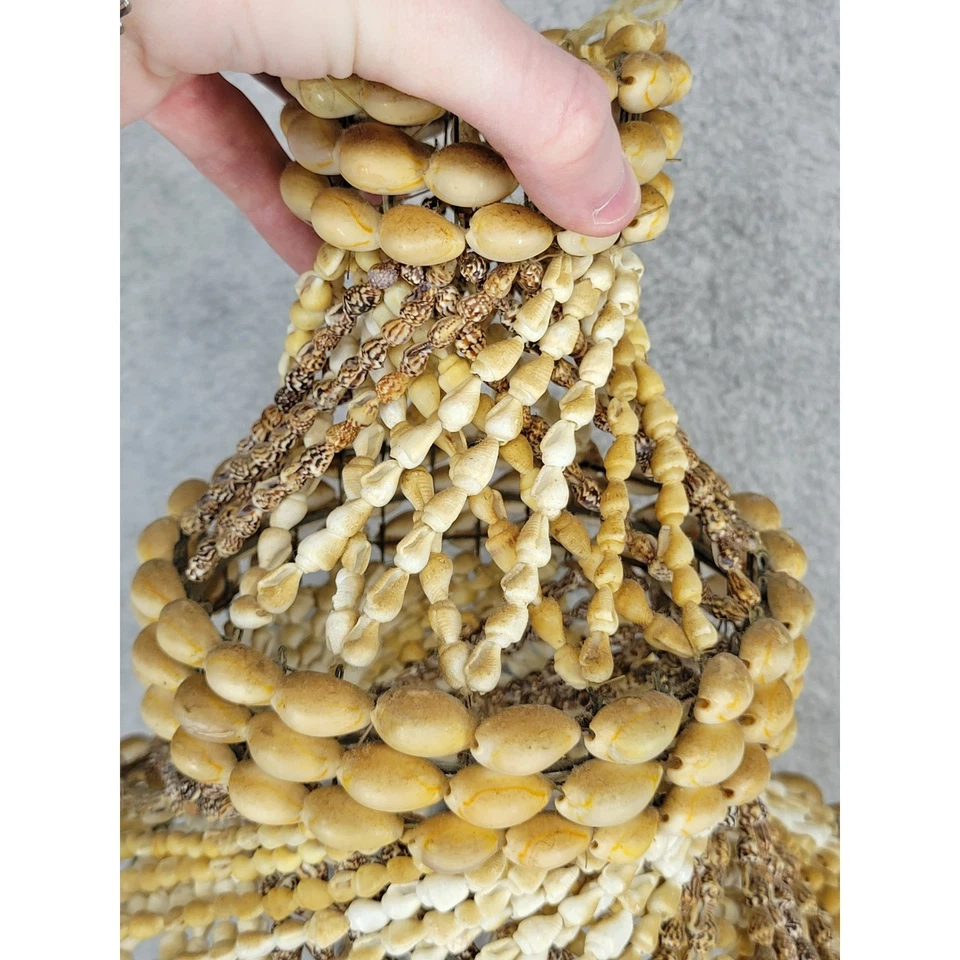 Lámpara de araña vintage concha marina colgante decoración linterna móvil boho costera Foto 4 de 4