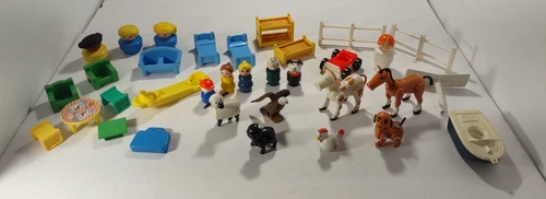 Vintage Little People Fisher Price Figures, Vehicles,  Accessories Lot