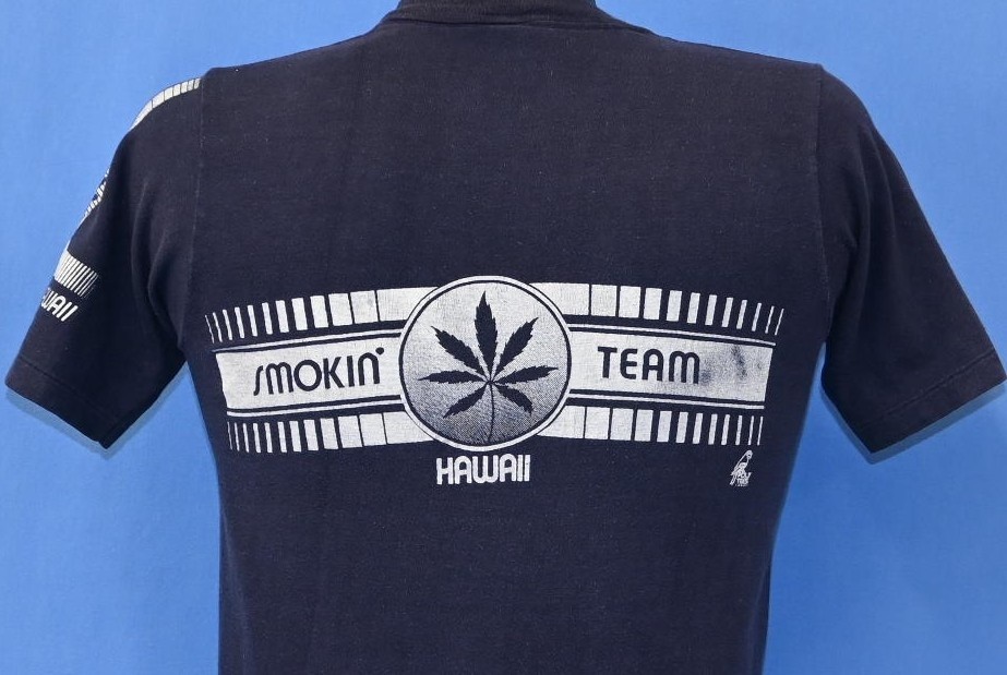 vintage 70s SMOKIN TEAM HAWAII GANJA WEED MARIJUANA SUNSTROKES t-shirt SMALL S image 4