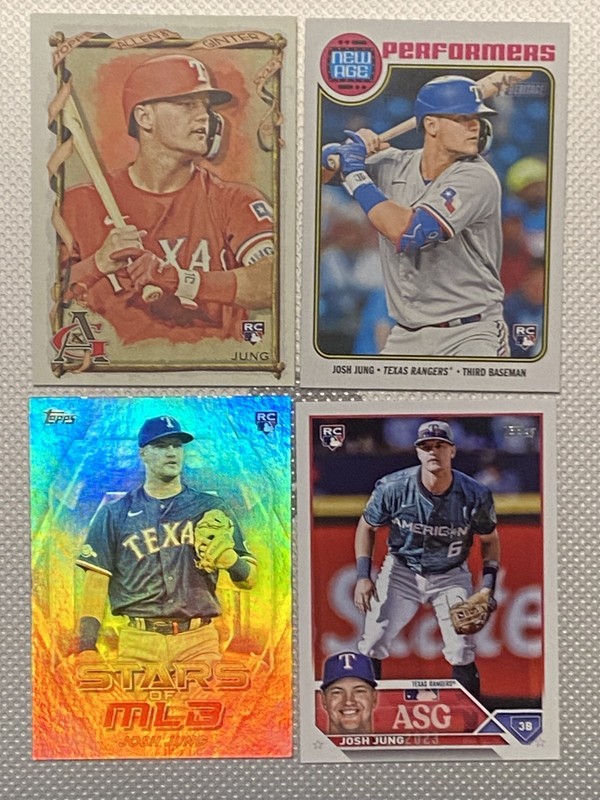 4 JOSH JUNG ROOKIES 2023 Topps Allen & Ginter, Heritage, Update, Rangers combS&H