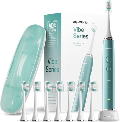 Vibe Series Mint Green Electric Toothbrush - 4 Modes, 8 Brush Heads Included