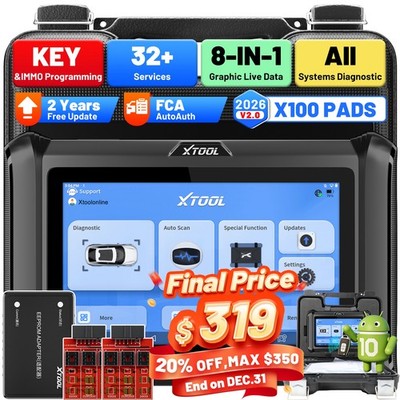 2026 XTOOL X100 PADS V2.0 Car key Programmer All System Diagnostic Scanner FCA