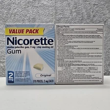 Nicorette Nicotine Gum 2mg Original 170 Pieces Stop Smoking Lot of 2 Exp 03/2026