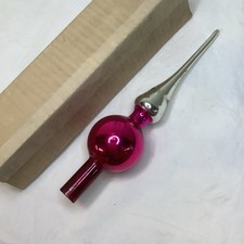 VTG Christmas Glass Tree Topper Pink Silver