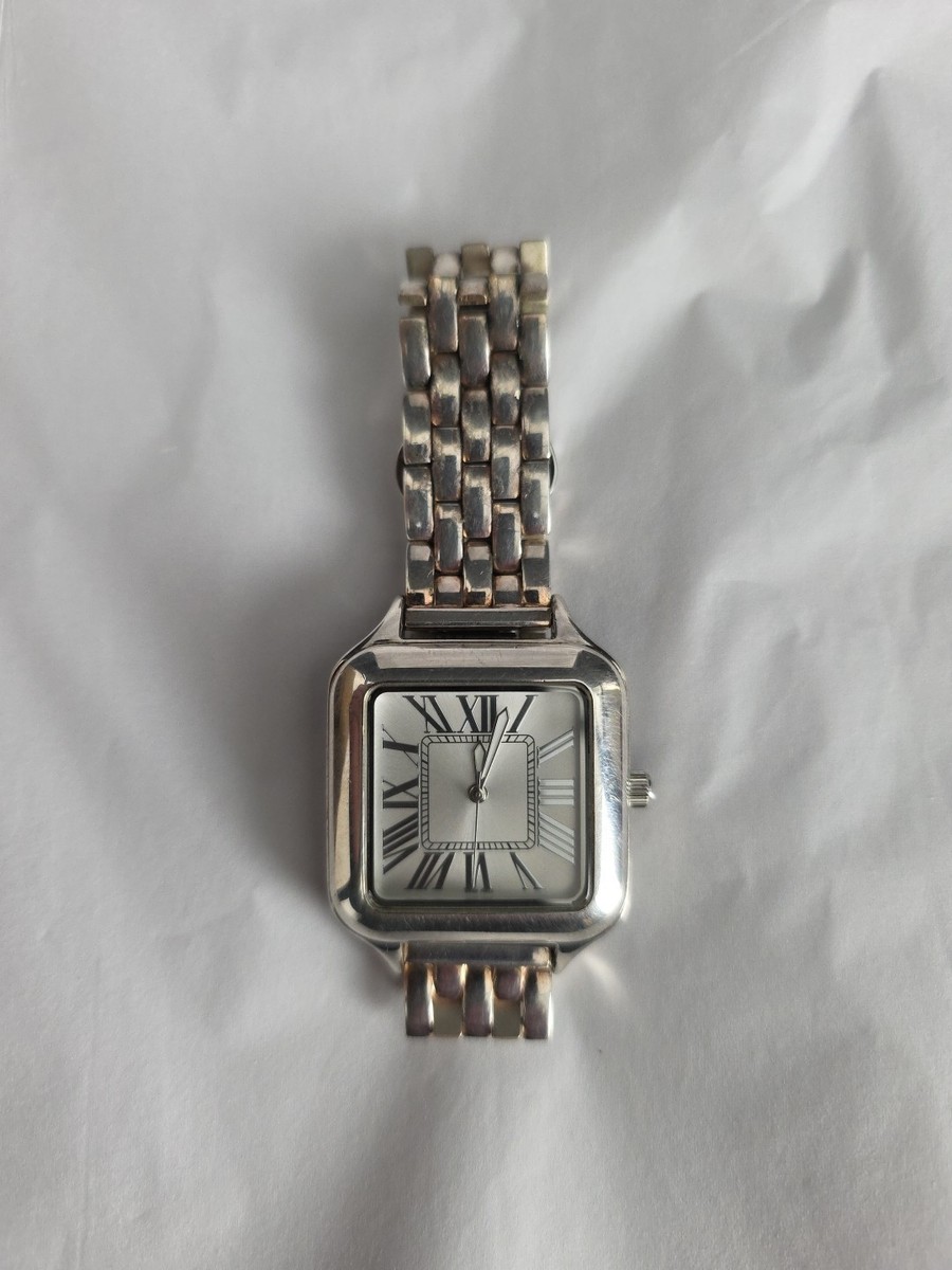 Ultrafine Womens Watch 950 Sterling Silver Roman Dial 32mm New Battery 6.5\