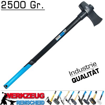 Profi Fiberglas Spalt Hammer Spaltaxt Holzaxt Holz Axt Beil ERGO Stiel 2500 Gr