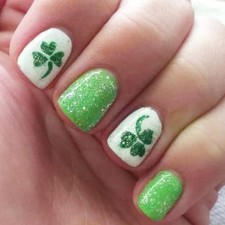 24Pcs Shamrock Press on Nails Short Square Fake Valentine's Day Nails Medium-36