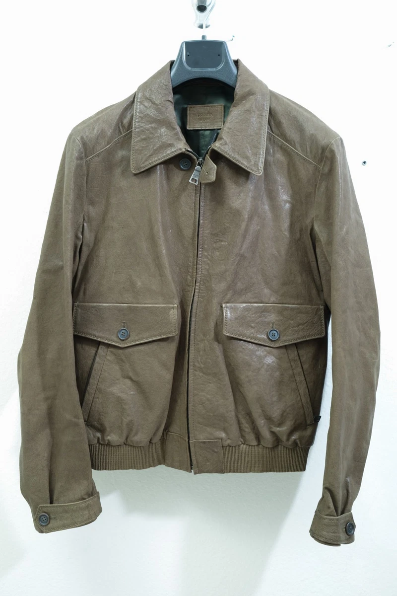 専用 PRADA Leather & Knit Jacket IT46 Prada Men's Superfine Wool Half-Zip Cardigan Jacket | Neiman Marcus