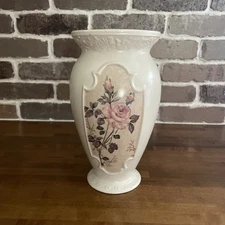 Vintage FTD Vase 9.5" Ceramic Rose Floral Victorian Home Decor Garden Flower Pot