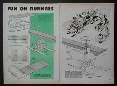 Bobsled & Toboggan & Coaster Sled 3 designs 1960 How-To build PLANS