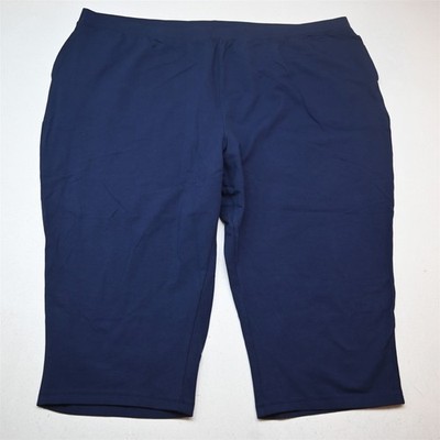 Catherines 4XLW Petite Blue Suprema Pull On Slim Cropped Womens Pants