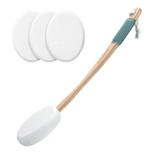 AmazerBath Lotion Applicator for Back, Feet, 4 Replacement Pads with 17" Curved 