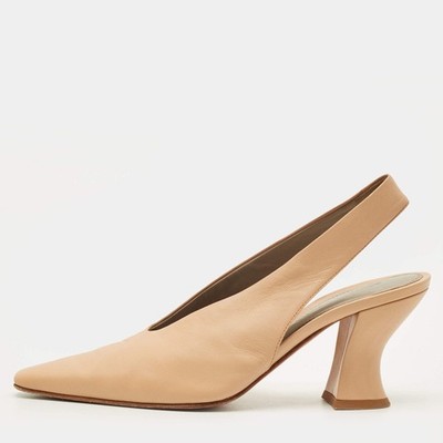 BOTTEGA VENETA ベージュ ポインテッドトゥパンプス Bottega Veneta Size 36.5 Beige Leather Slingback Pumps | eBay