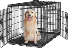 2 inch Double Door Dog Crate w/Divider for Puppy to Adult XL Collapsible Metal