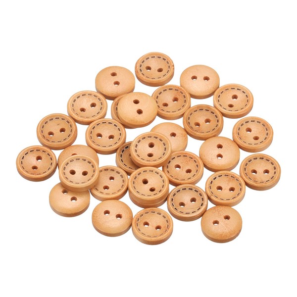 30 StüCk HolzknöPfe Zum NäHen,13Mm,2 LöCher,Rund,Zum Basteln,FüR Kleidung,Beige-image