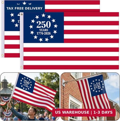 USA 250th Anniversary Flag, 3 x 5 Ft 1776-2026 United States Patriotic Flag 2Pcs