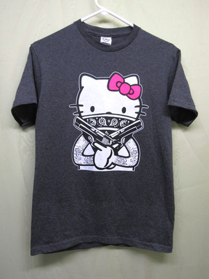 Hello Kitty Gangster Delta Pro Weight Gray TShirt Size Women Small Unique