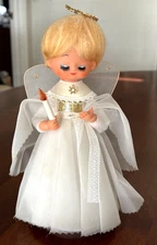 Vintage Musical Revolving CHRISTMAS ANGEL with Candle Plays "Silent Night" 1960s