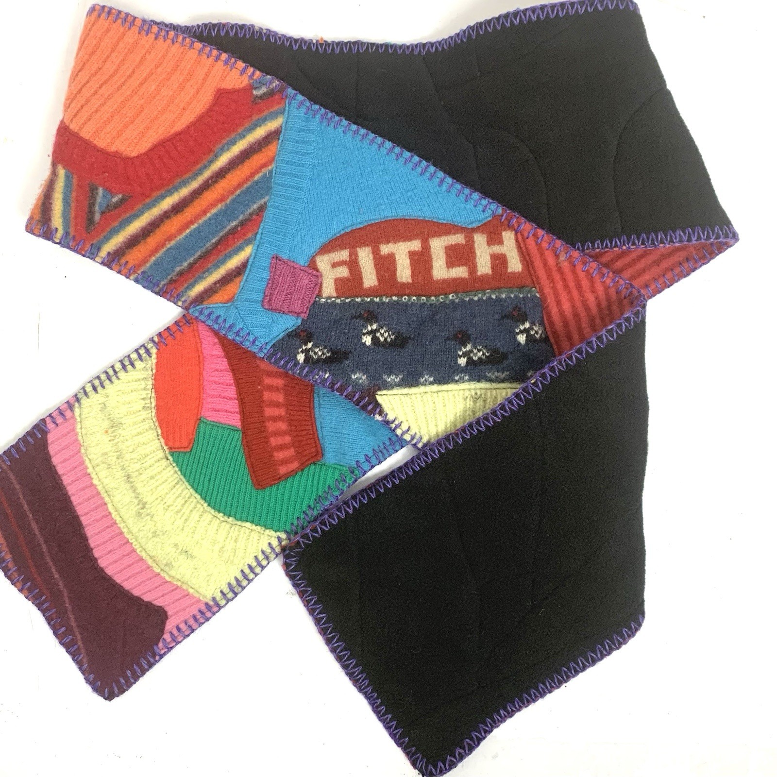 Wool Blend Patchwork Knit Colorful Scarf FITCH Sp… - image 9