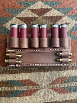 Combo Leather Belt Slide Holder Fits 12 Gauge Shotgun Shell & 45LC Cal Carrier