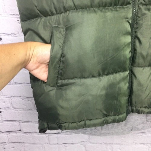 Decoded Gorpcore Hooded Quilted Puffer Casual Hiking Zip Green Vest Men's M image 7