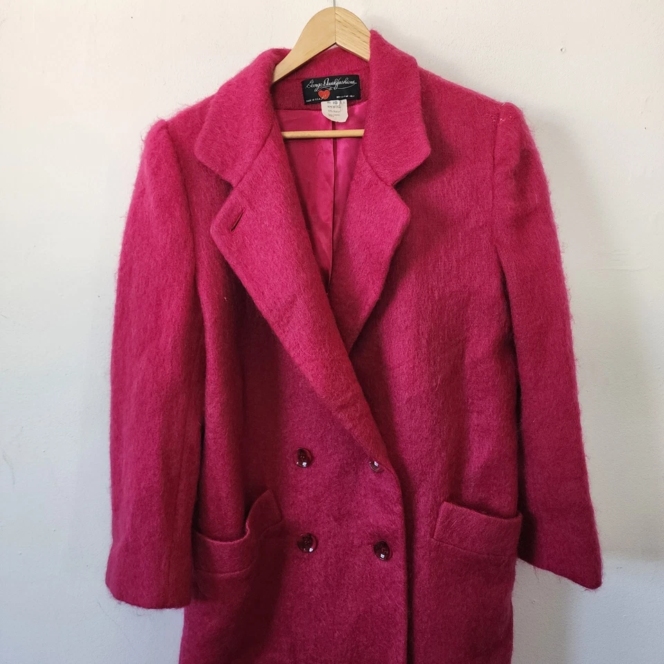 George David моды розовый Mohair Тренч куртка размер 10 - Изображение 2 из 4