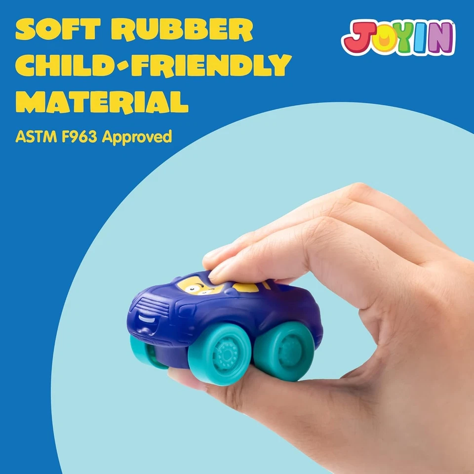 JOYIN Cartoon Cars, Soft Rubber Toy Car Set, Mini Vehicles, Bath for...  - Image 4 of 4