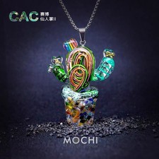 MOCHI Cactus Succulent Potted Plant Creative Keychain Necklace Car Hanger