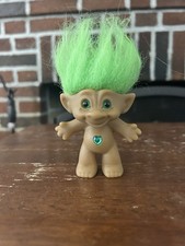 Troll Doll Green Hair 5 inch Vintage Collectible Treasure Troll Gemstone Belly