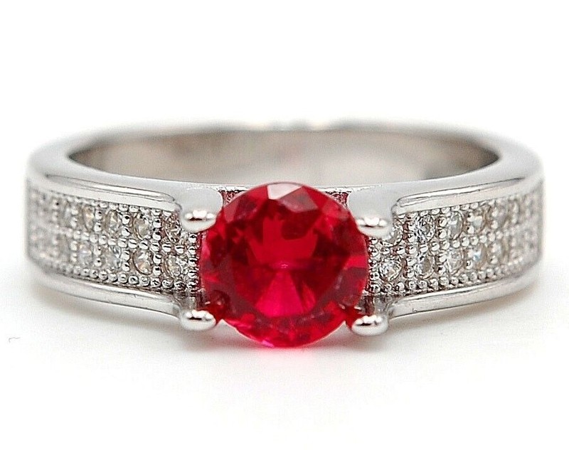 1CT Heat Treated Rubellite Tourmaline 925 Solid Sterling Silver Ring Sz 7 &3-9