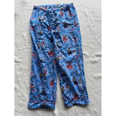 Printfresh Pajama Pants Large L Blue Nutcracker Organic Cotton Sleepwear Holiday