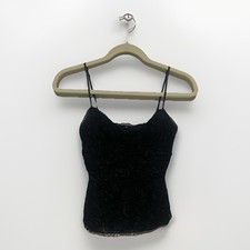 Rampage Cami Tank Top Womens Large Black Lace Y2K Babydoll Whimsigoth Size Small
