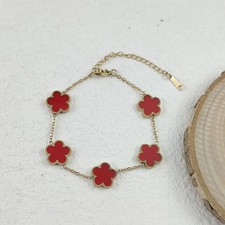 Gold Tone Stainless Steel Flower Bracelet Women Round Plum Blossom Jewelry