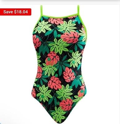 TYR The Finals Women Blossom Foil Swimsuit Wing back Floral - Size 28 New