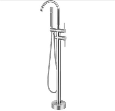 AKLFGNSingle-Handle Freestanding Floor Mount Roman Tub Faucet BN