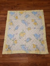 Vintage Beacon Satin Trim Bunny  Chick Crib Blanket