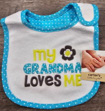 Baby Girl New Vintage Carter's My Grandma Loves Me Baby Bib