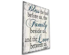 Rustic Wood sign Dining Room Decor Bless the food family love plaque 12" x 18"