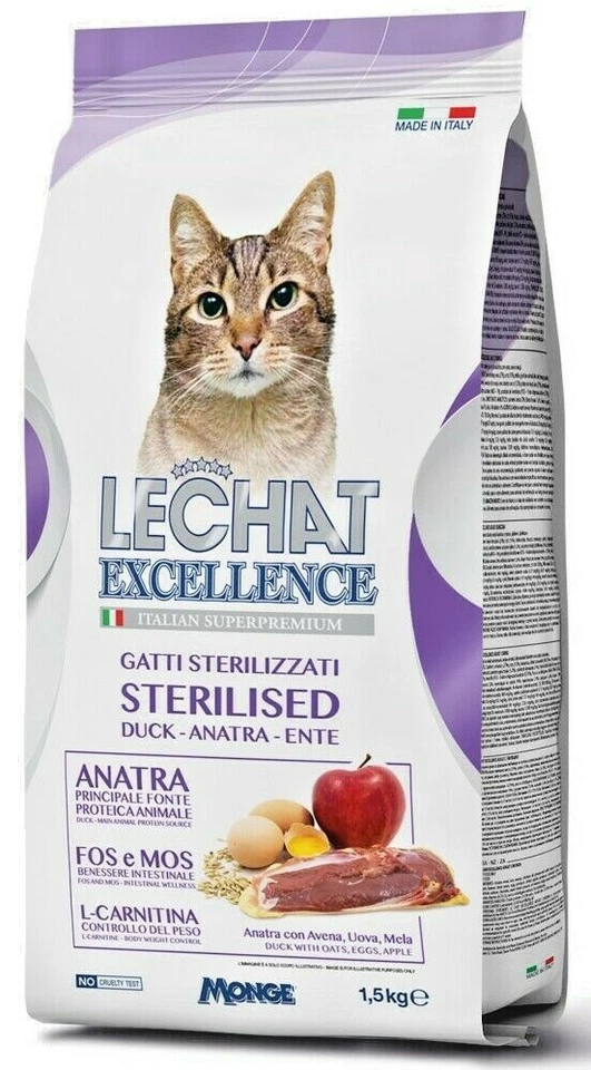 CROCCHETTE GATTO STERILIZZATO MONGE CIBO SECCO PER GATTI STERILIZZATI LECHAT EXC