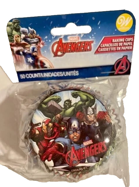 Lote de suprimentos para festa de aniversário Marvel Avengers pratos guardanapos tigelas forros para cupcake - Imagem 2 de 4
