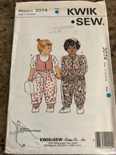 🌻 KWIK SEW #2074 - TODDLER GIRLS TWO STYLE LOOSE JUMPSUIT PATTERN T1-T4 FF