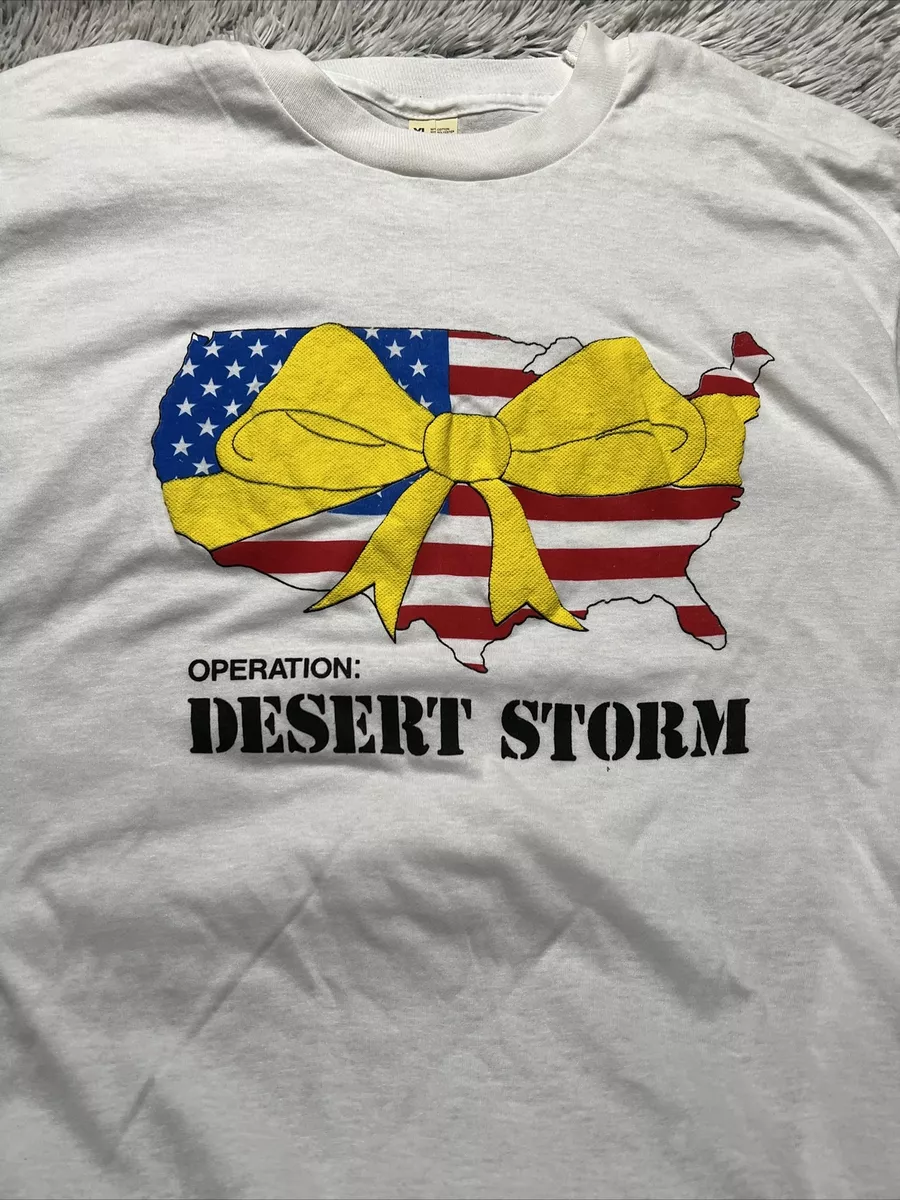 Operation Desert Storm T-Shirt Large Support USA Yellow Ribbon Single Stitch