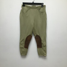 Tailored Sportsman Womens Capri Riding Breeches Pants Tan Color Block Pocket 28