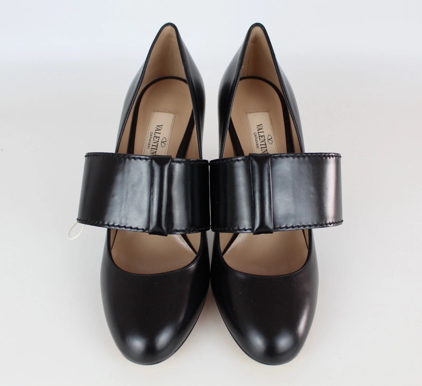 Nuova pompa con fiocco VALENTINO GARAVANI Mary Jane pelle nera EUR 37 lavoro e festa